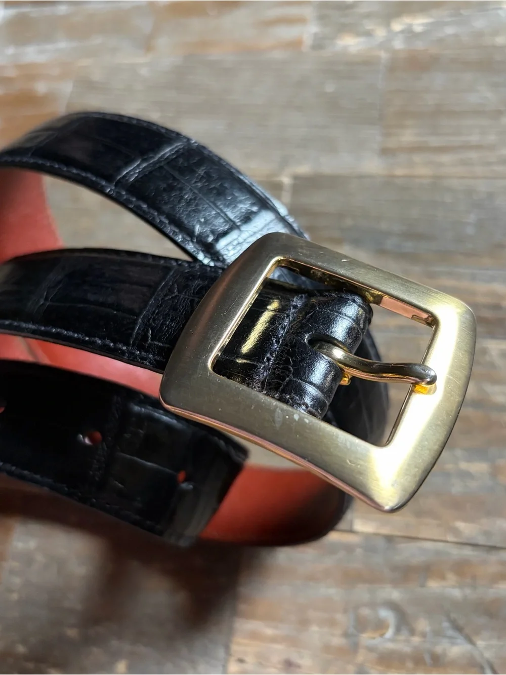Ann Taylor Croc Embossed Leather Belt